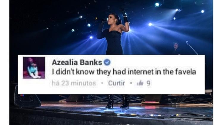 Azealia Banks escreveu no Facebook sobre o Brasil: "Não sabia que na favela tinha internet" - Reprodução/Facebook  - Reprodução/Facebook 