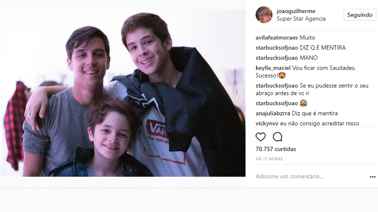 No Instagram, fãs lamentam notícia de que João Guilherme irá morar fora do Brasil - Reprodução/Instagram - Reprodução/Instagram