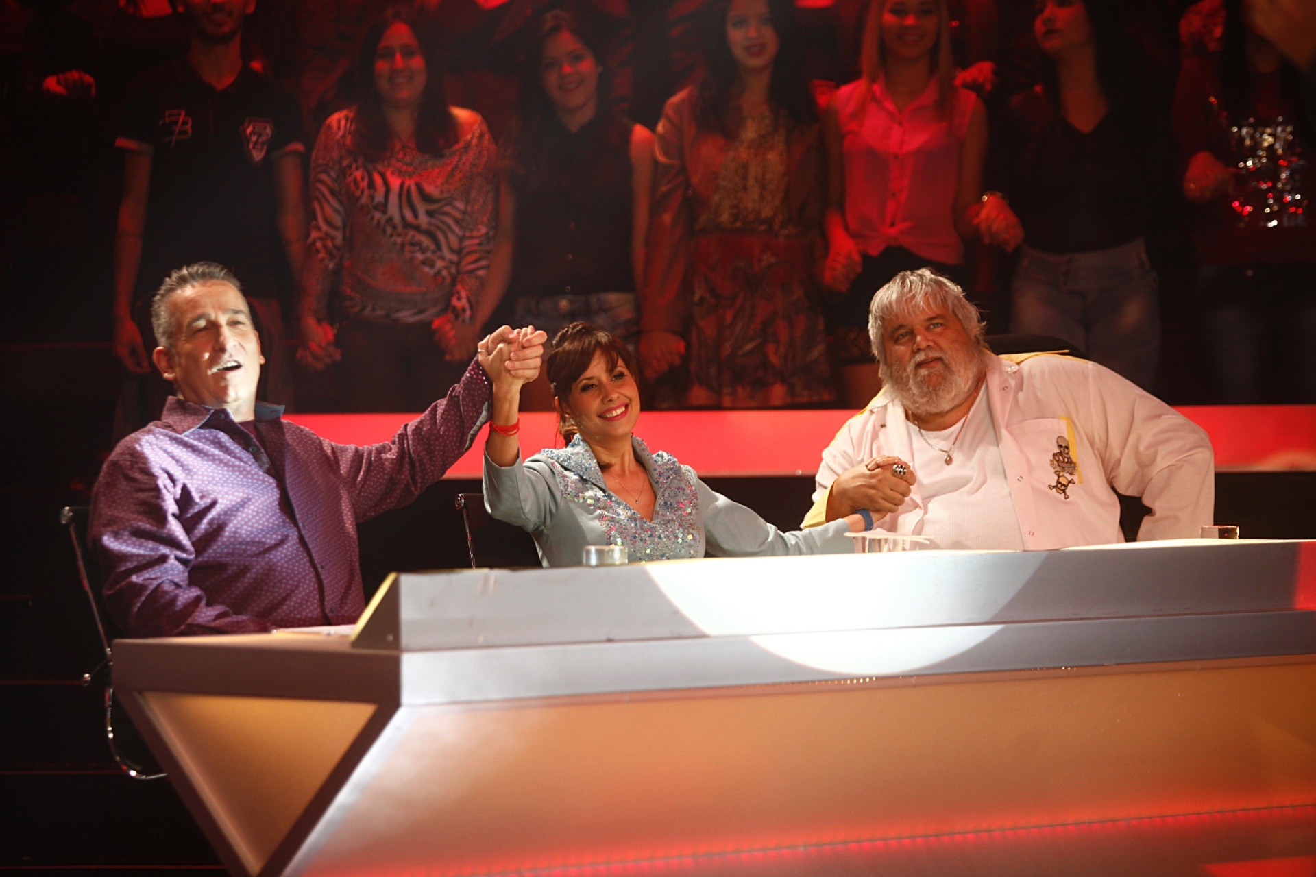2014 - Thomas Roth, Cyz Zamorano e Carlos Eduardo Miranda no "Esse Artista Sou Eu", competição do SBT com famosos - Divulgação/SBT