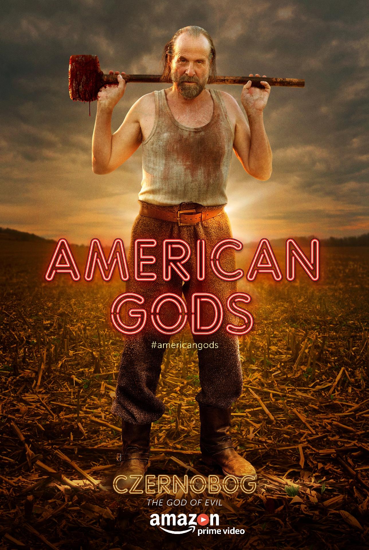 Cartaz da série "American Gods" com o personagem Czernobog, o deus do mal - Divulgação