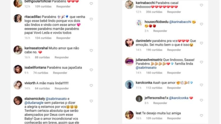 Mensagens de Beth Goulart, Rita Cadillac, Karina Sato (irmã de Sabrina), Isabeli Fontana, Vivi Orth,  Elaine Mickely, Karina Bacchi, Daniela Albuquerque, Juliana Silveira, Karol Conka e Lea T.  - Reprodução/Instagram - Reprodução/Instagram