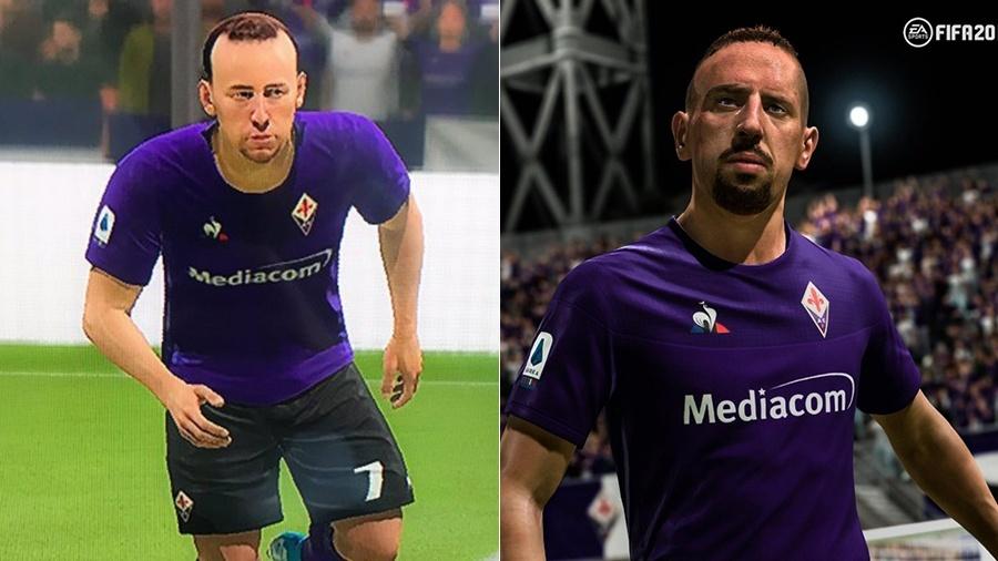 À esquerda, o "antigo" Ribéry no FIFA; à direita, a versão do atleta na atualização da EA  - Reprodução/Twitter / Reprodução/EASports