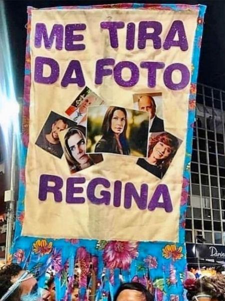 Folião faz estandarte com "me tira da foto, Regina" - Reprodução/Instagram