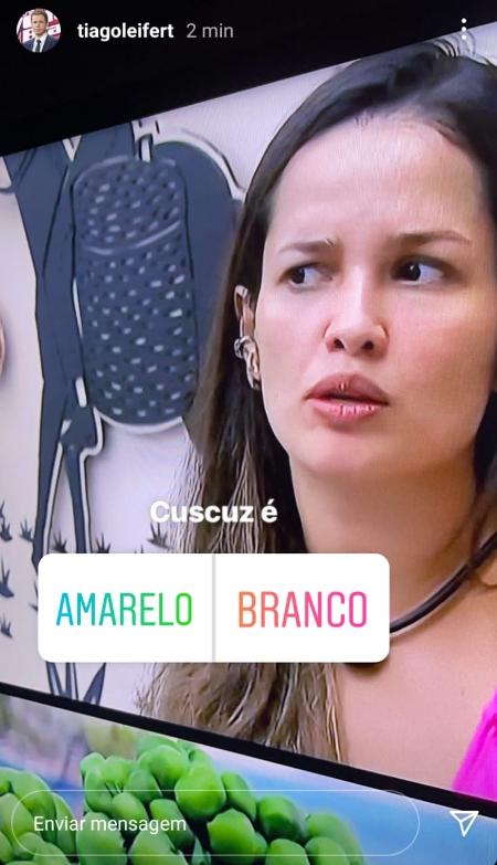BBB 21: Tiago Leifert zomba de desentendimento por causa de cuscuz - Reprodução/Instagram - Reprodução/Instagram