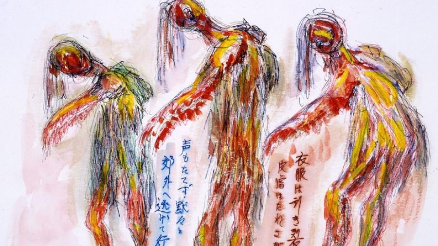 Pintura de Yoshimura Kichisuke inspirada nos ataques nucleares dos Estados Unidos contra o Japão. - Reprodução