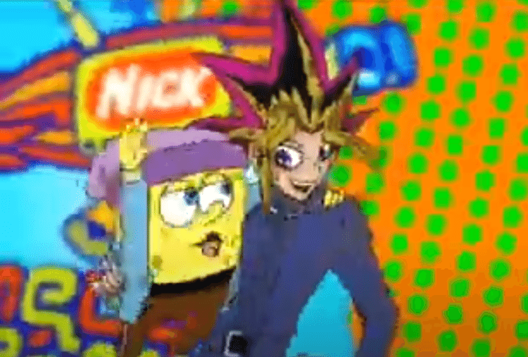 Bob Esponja abraça Yugi Muto