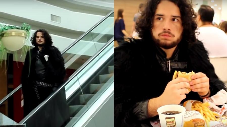 Cosplay de Jon Snow, Leonardo Granado passea em shopping vestido como o herói de "Game of Thrones" - Reprodução/Youtube
