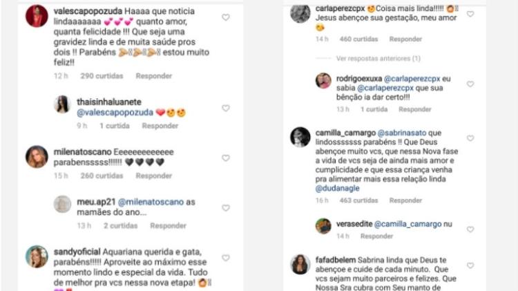Valesca Popozuda, Milena Toscano, Sandy, Carla Perez, Camilla Camargo e Fafá de Belém celebram gravidez de Sabrina Sato - Reprodução/Instagram - Reprodução/Instagram