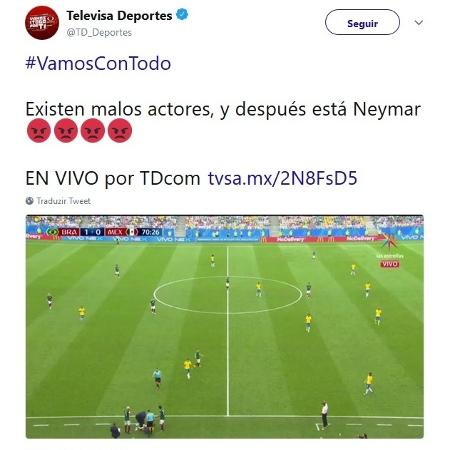 Rede mexicana Televisa chama Neymar de "ator ruim" - Reprodução/Twitter - Reprodução/Twitter