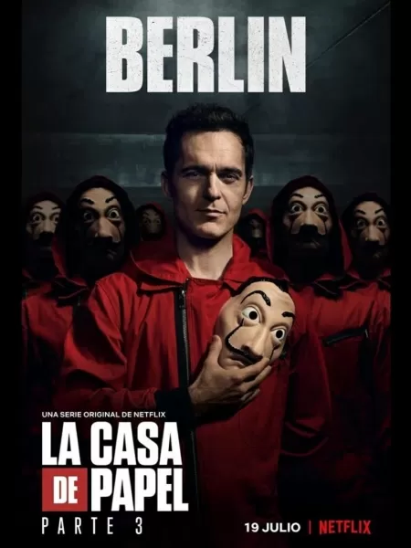 Berlim, personagem de Pedro Alonso, em pôster da parte três de La Casa de Papel - Divulgação - Divulgação