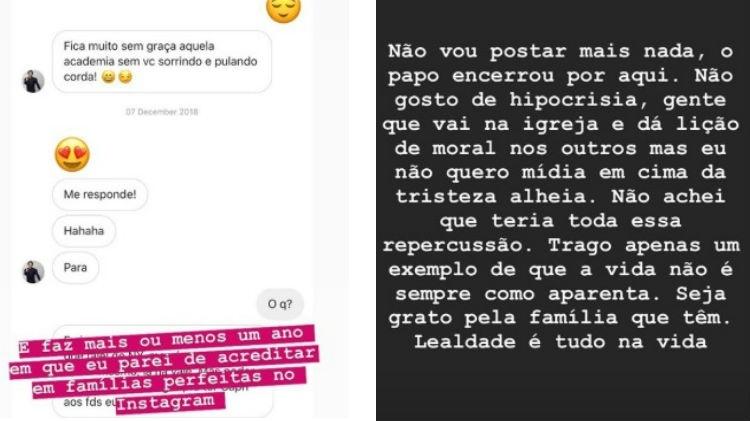 Modelo mostra supostas mensagens de Marcos Mion e o critica: "Lealdade é tudo" - Reprodução/Instagram