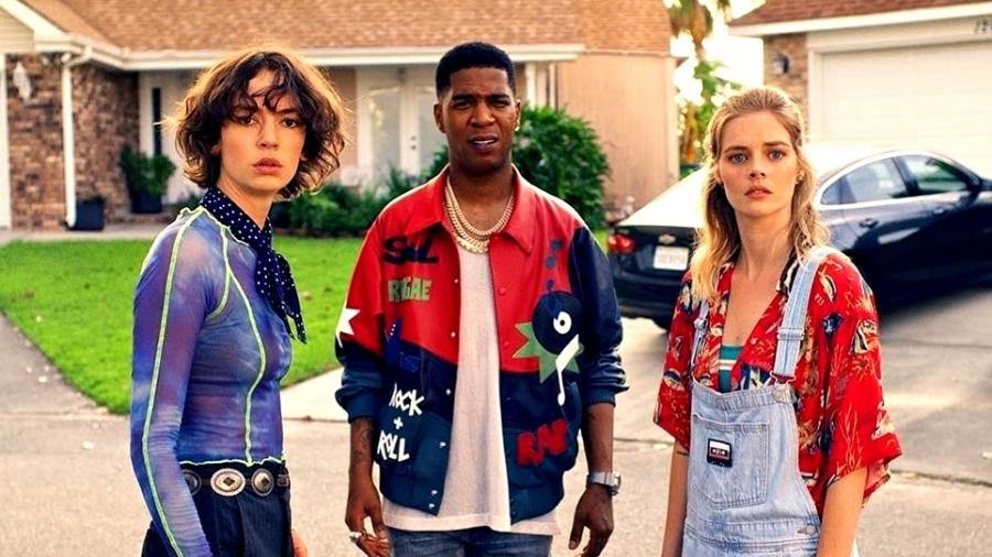 Da esq. para a dir.: Brigette Lundy-Paine, Kid Cudi e Samara Weaving em "Bill & Ted: Encare a Música" - Reprodução/Instagram