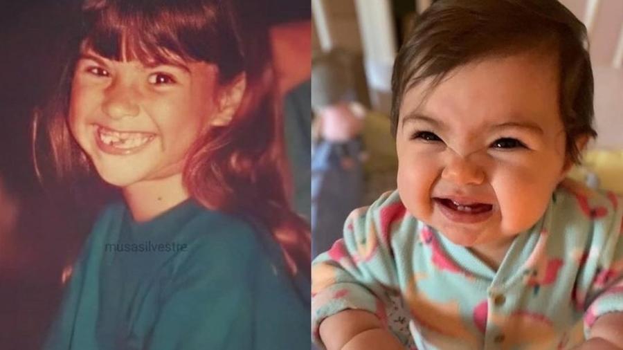 Tatá Werneck quando criança e a filha, Clara Maria, 10 meses - Reprodução/Instagram