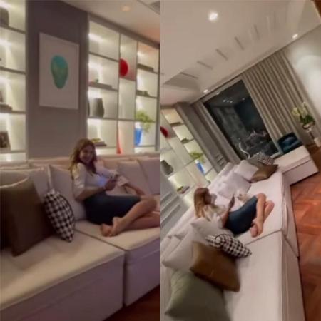 Luciana Gimenez exibe sua sala de estar com sofá "gigante" - Reprodução / Instagram