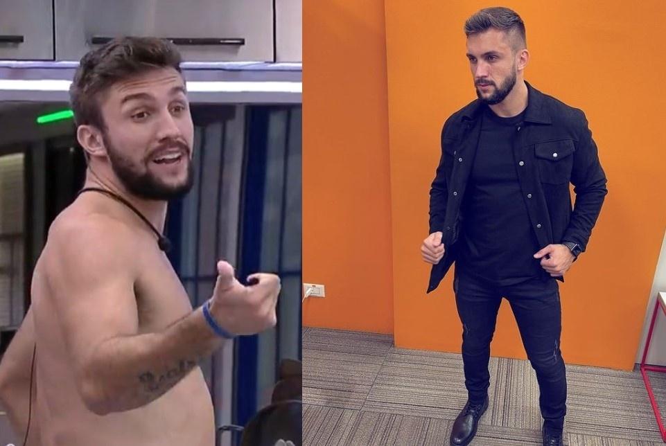 BBB 21: Arthur Picoli na casa e antes da entrevista com Faustão, já eliminado - Reprodução/TV Globo/Instagram