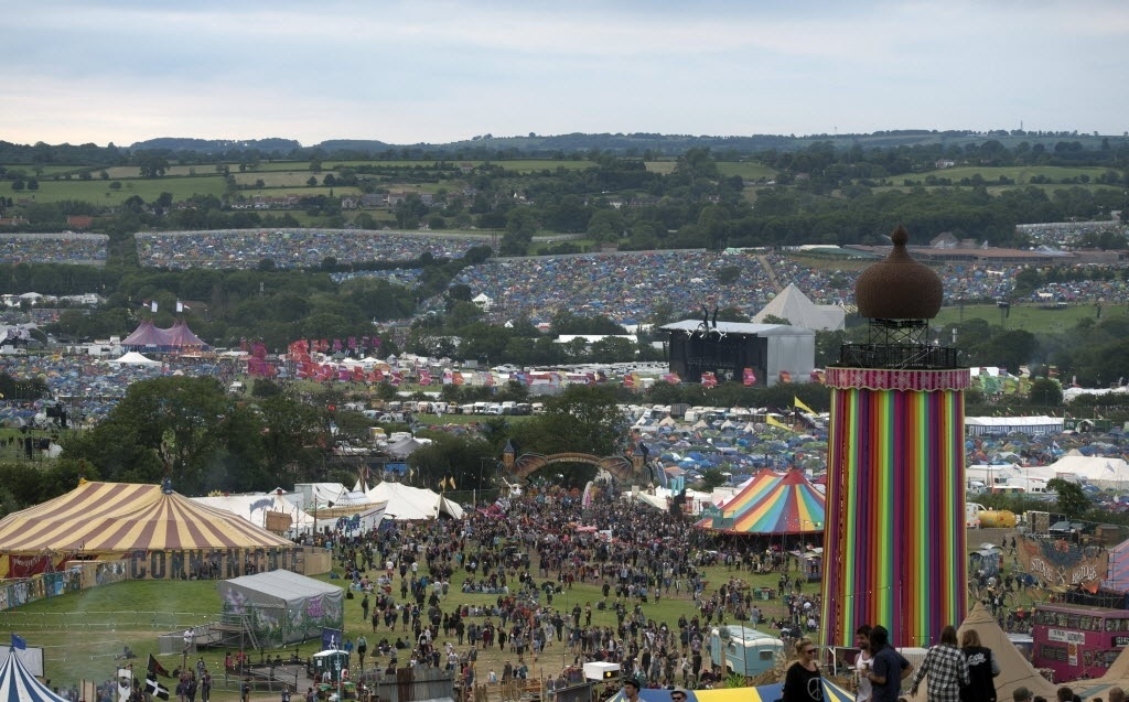 25.jun.2015 - Vista do vale próximo a Pilton, em Somerset, Reino Unido, onde acontece o festival de Glastonbury. - Hannah McKay/EFE