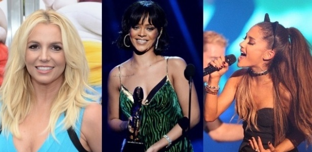Britney Spears, Rihanna e Ariana Grande, estrelas do VMA 2016 - Getty Images/UOL/Montagem