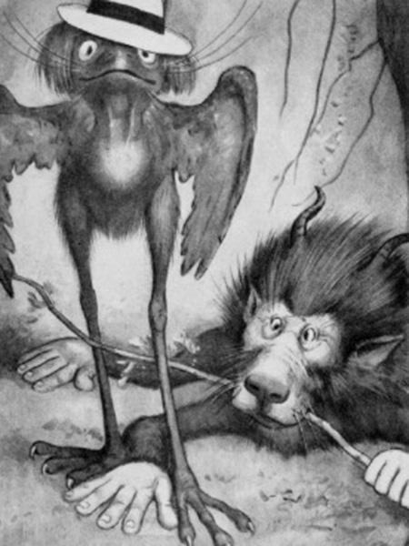 O Bandersnatch de Carroll (à direita) em ilustração do americano Peter Newell - Reprodução - Reprodução