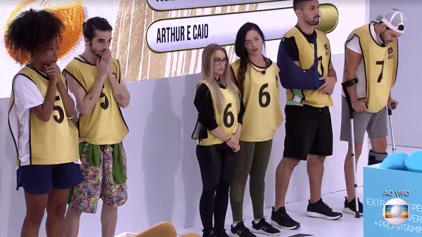 BBB 21: Lumena, Fiuk, Carla, Juliette, Arthur e Caio na prova do líder - Reprodução/Globoplay