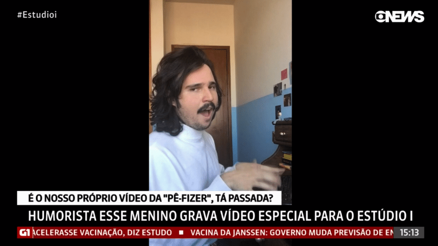 O roteirista e humorista "Esse Menino" enviou um vídeo para o "Estúdio i", da GloboNews - Reprodução / GloboNews