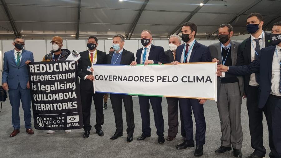 Governadores e lideranças após o lançamento do Consórcio Brasil Verde, na COP26 - UOL