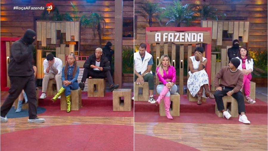 A Fazenda 2023: Ninjas vigiam peões no intervalo do programa ao vivo - Reprodução/PlayPlus