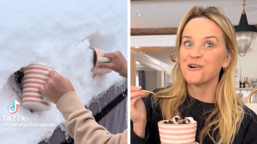 Reese Witherspoon postou um TikTok ensinando uma receita usando neve