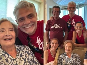 Aos 90, Glória Menezes sorridente ao lado da família: 'Todos com saúde'