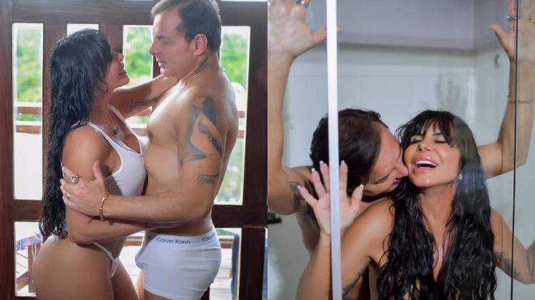 Grecthen em fotos sensuais com o marido, Esdras de Souza, no Dia dos Namorados Grecthen em fotos sensuais com o marido, Esdras de Souza, no Dia dos Namorados