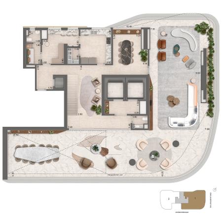 Planta das casas suspensas de 637 m² Planta das casas suspensas de 637 m²