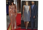 Michelle Obama homenageia marcas italianas em dois momentos fashion - Montagem/ Glamurama