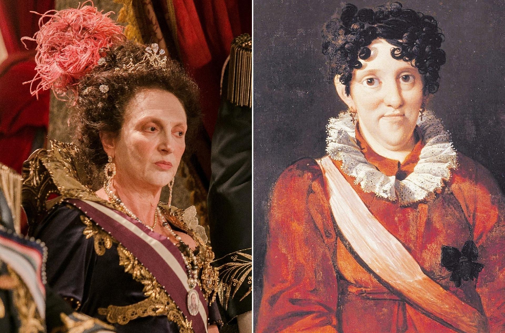 Carlota Joaquina (Débora Olivieri), em "Novo Mundo" - Montagem UOL/divulgação