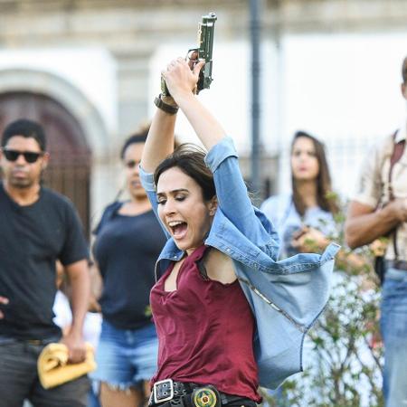 Tatá Werneck grava cena de "Uma Quase Dupla" - Divulgação - Divulgação