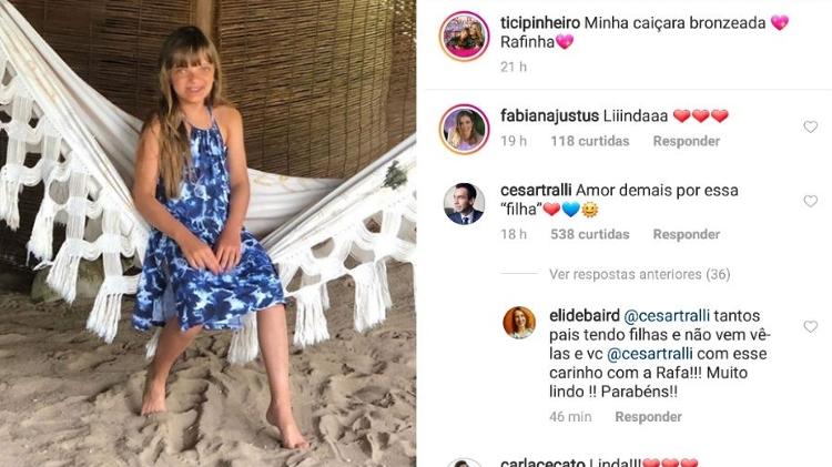 Cesar Tralli comenta foto de Rafa Justus publicada por Ticiane Pinheiro - Reprodução/Instagram - Reprodução/Instagram