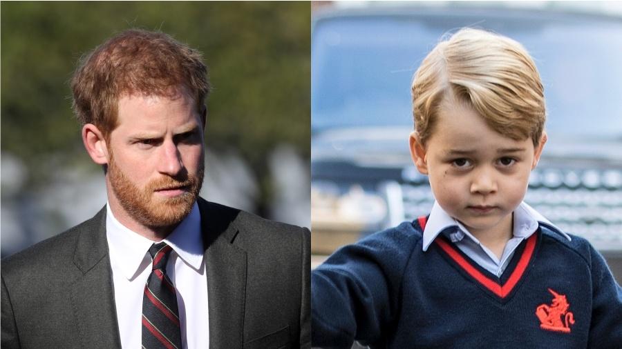 Os príncipes Harry, duque de Sussex (à direita), e George, seu sobrinho - Getty Images
