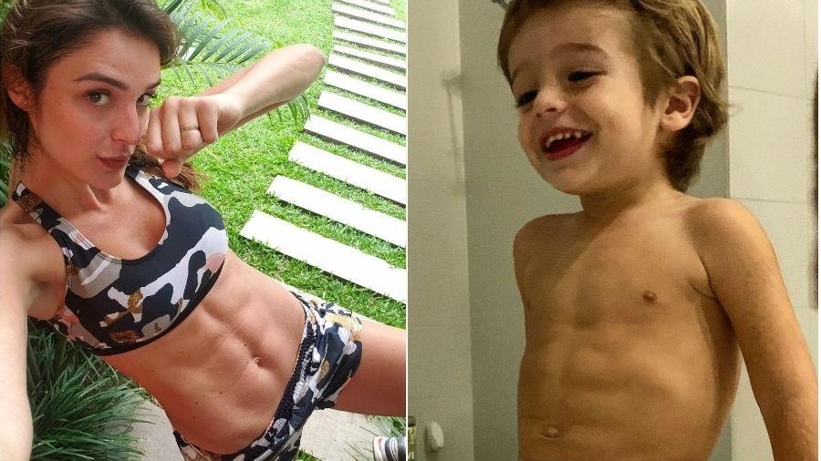 Rafa Brites e o filho, Rocco: mesmos "quadrados" na barriga, segundo a apresentadora - Reprodução/Instagram