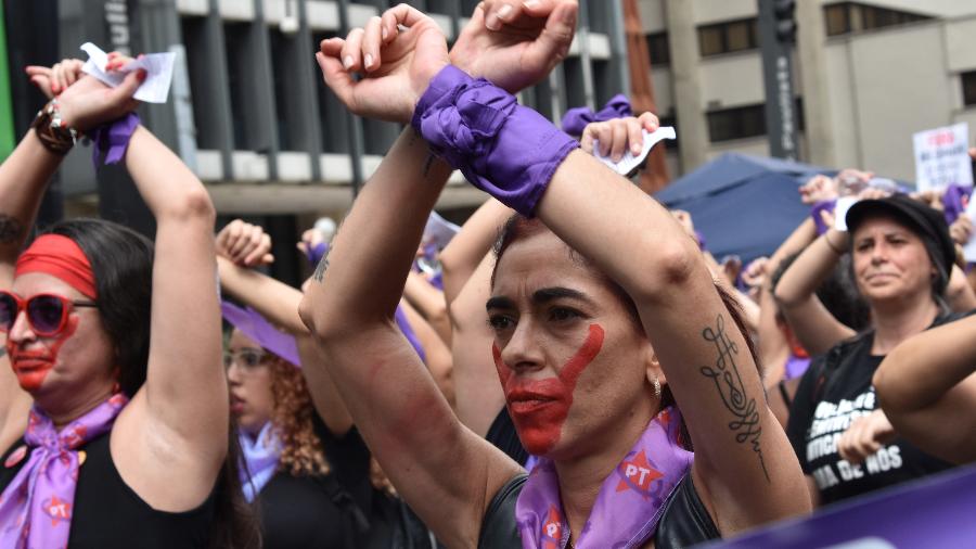 Manifestação de mulheres em São Paulo, em 2020: luta por direitos iguais e pelo fim da violência de gênero - ROBERTO CASIMIRO/FOTOARENA/ESTADÃO CONTEÚDO