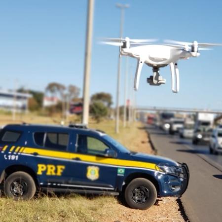 Drone e carro da Polícia Rodoviária Federal - Divulgação