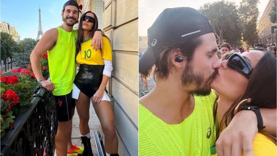 Nicolas Prattes e Sabrina Santos antes de maratona em Paris