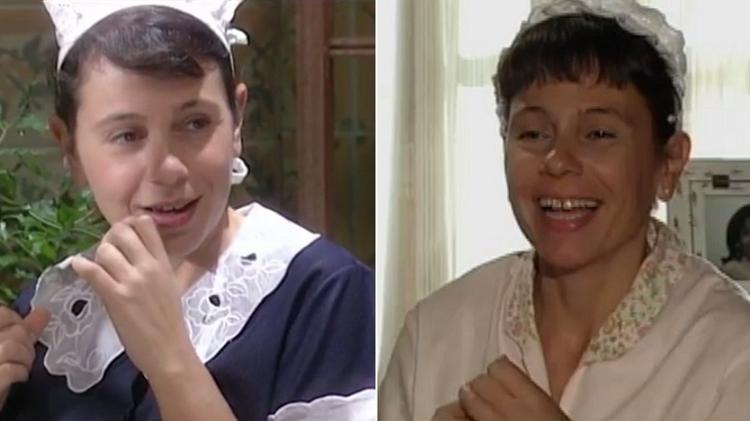 Montagem com as empregadas de Iara Jamra: Lurdinha em "O Rei do Gado" (1996) e Brasilina em "Roda da Vida" (2001) - Montagem/Reprodução/TV Globo/Record - Montagem/Reprodução/TV Globo/Record