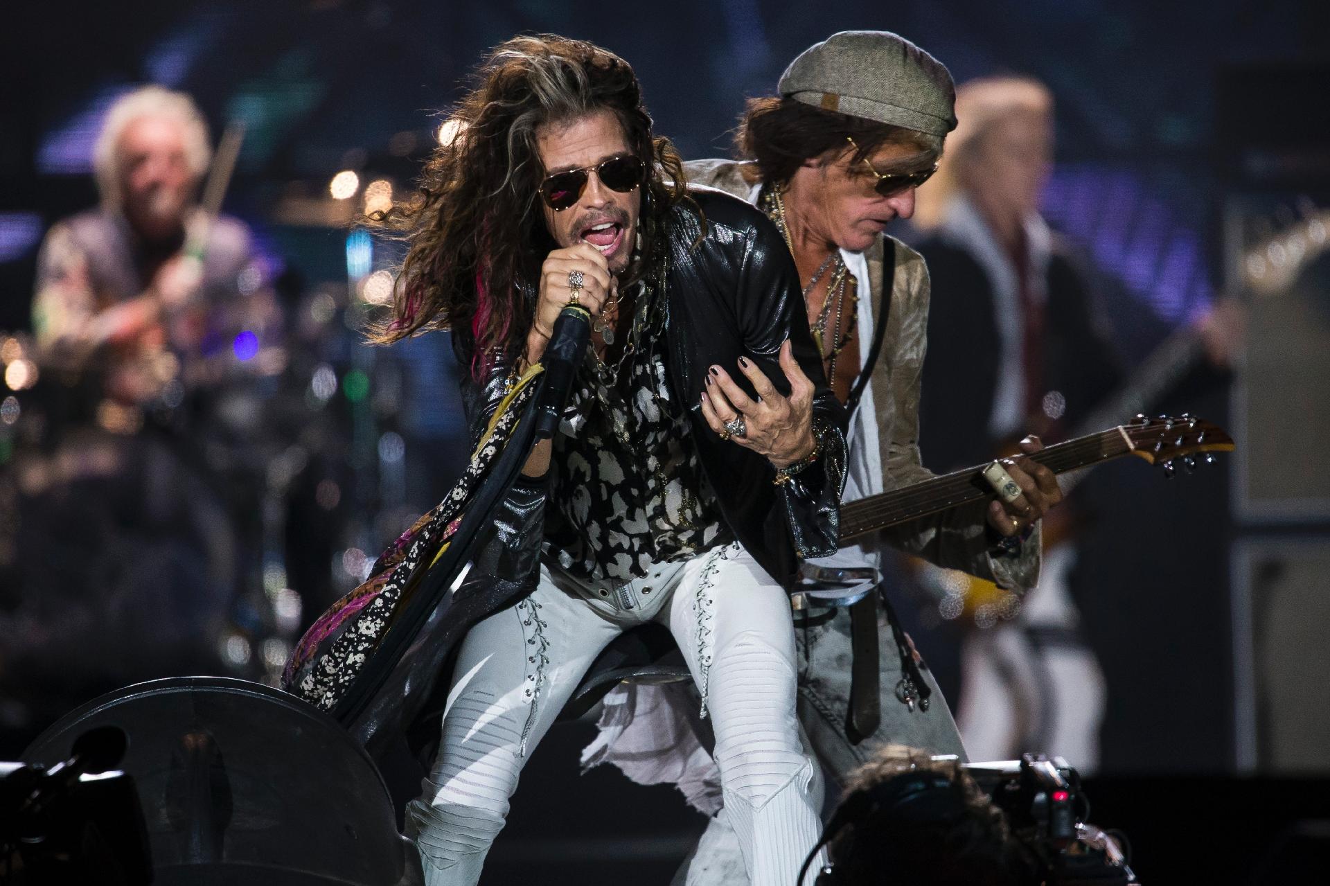 Steven Tyler e Joe Perry durante show do Aerosmith no Rock In Rio - Bruna Prado/UOL