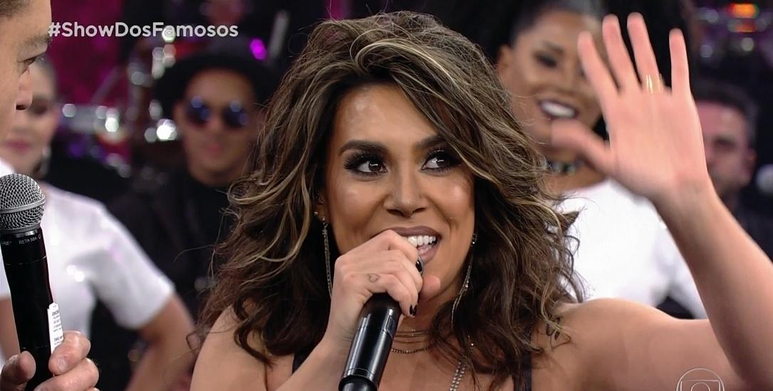 Naiara Azevedo, que conseguiu a vaga na repescagem, começou as apresentações personificando Anitta - Reprodução/TV Globo
