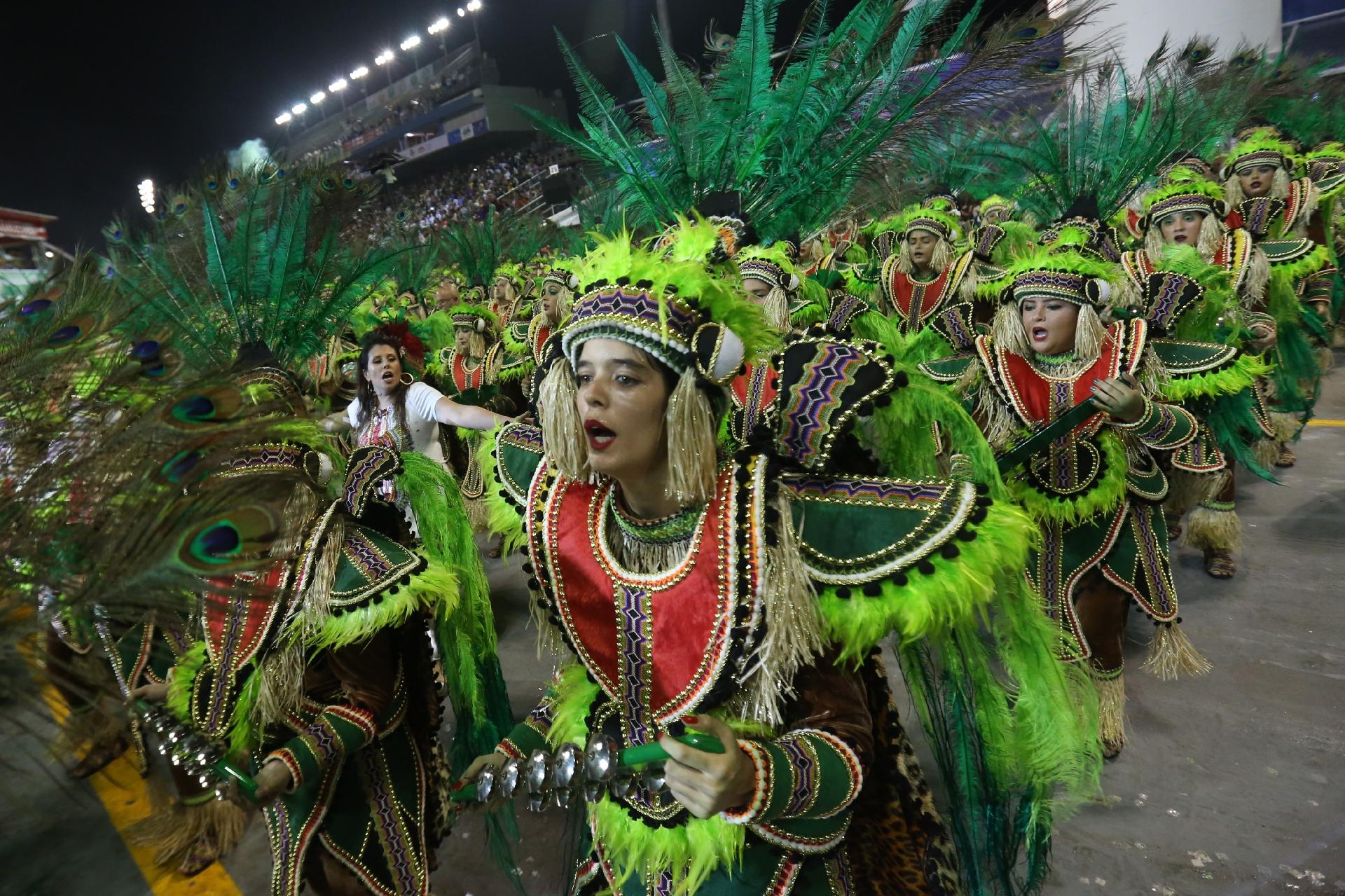 Folião durante desfile da Mancha Verde, no Anhembi - Ricardo Matsukawa/UOL
