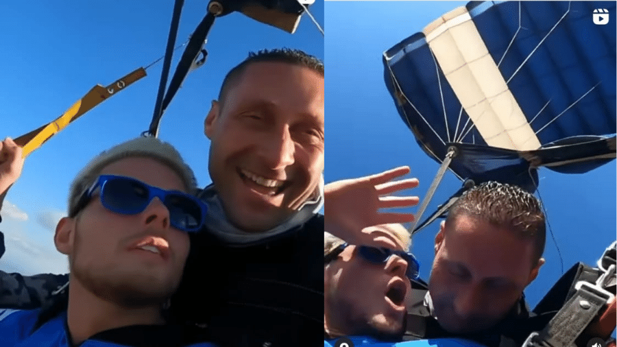 O ex-BBB Daniel Lenhardt foi trollado em pleno salto de paraquedas: seu instrutor fingiu um desmaio - Reprodução/Instagram