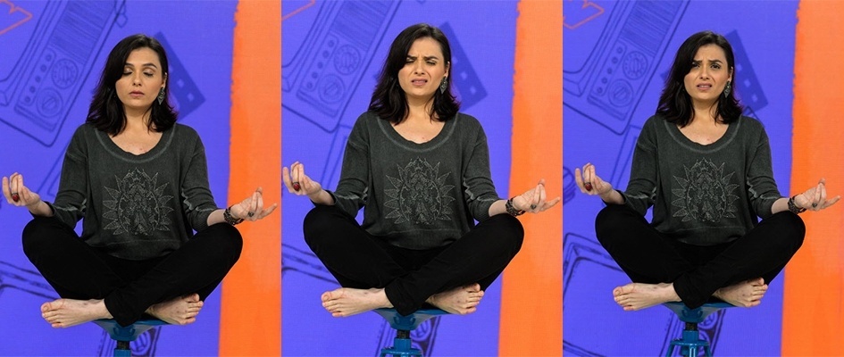 8.dez.2015 - Monica Iozzi posa no estúdio do "Vídeo Show", após entrevista ao UOL. "Sempre tive uma relação muito sincera com o Boninho. Ele percebeu que não é por insatisfação que quero sair" - André Lobo/UOL