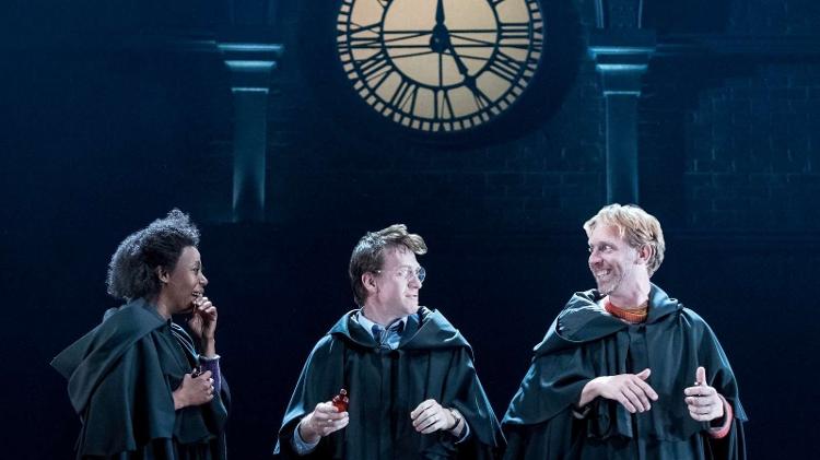 Hermione Granger, Harry Potter e Rony Weasley agora são interpretados pelos atores Noma Dumezweni, Jamie Parker e Paul Thornley na peça "Harry Potter e a Criança Amaldiçoada" - Divulgação - Divulgação