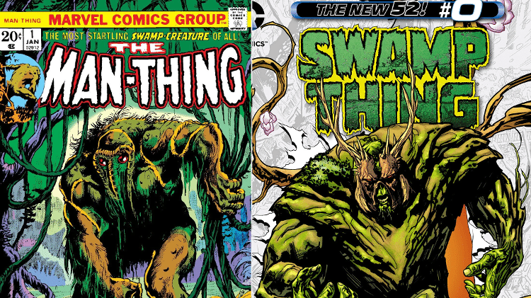 O Homem-Coisa, da Marvel, e o Monstro do Pântano, da DC - Reprodução/Montagem - Reprodução/Montagem