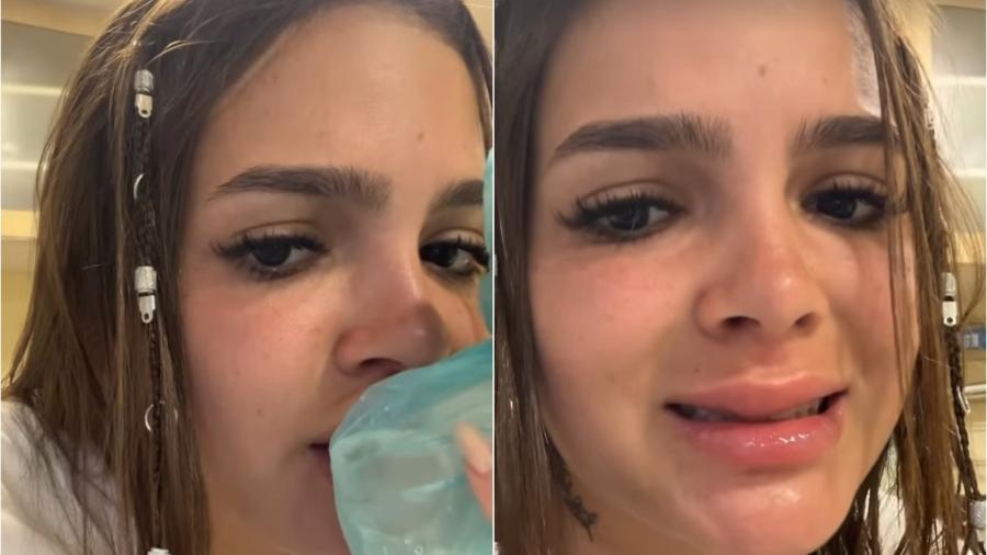 Mel Maia machuca os lábios após acidente em viagem