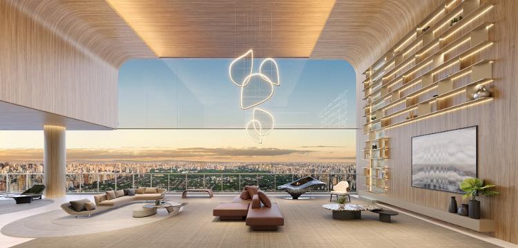 Uma das casas suspensas no 56º andar com 576 m² Uma das casas suspensas no 56º andar com 576 m²