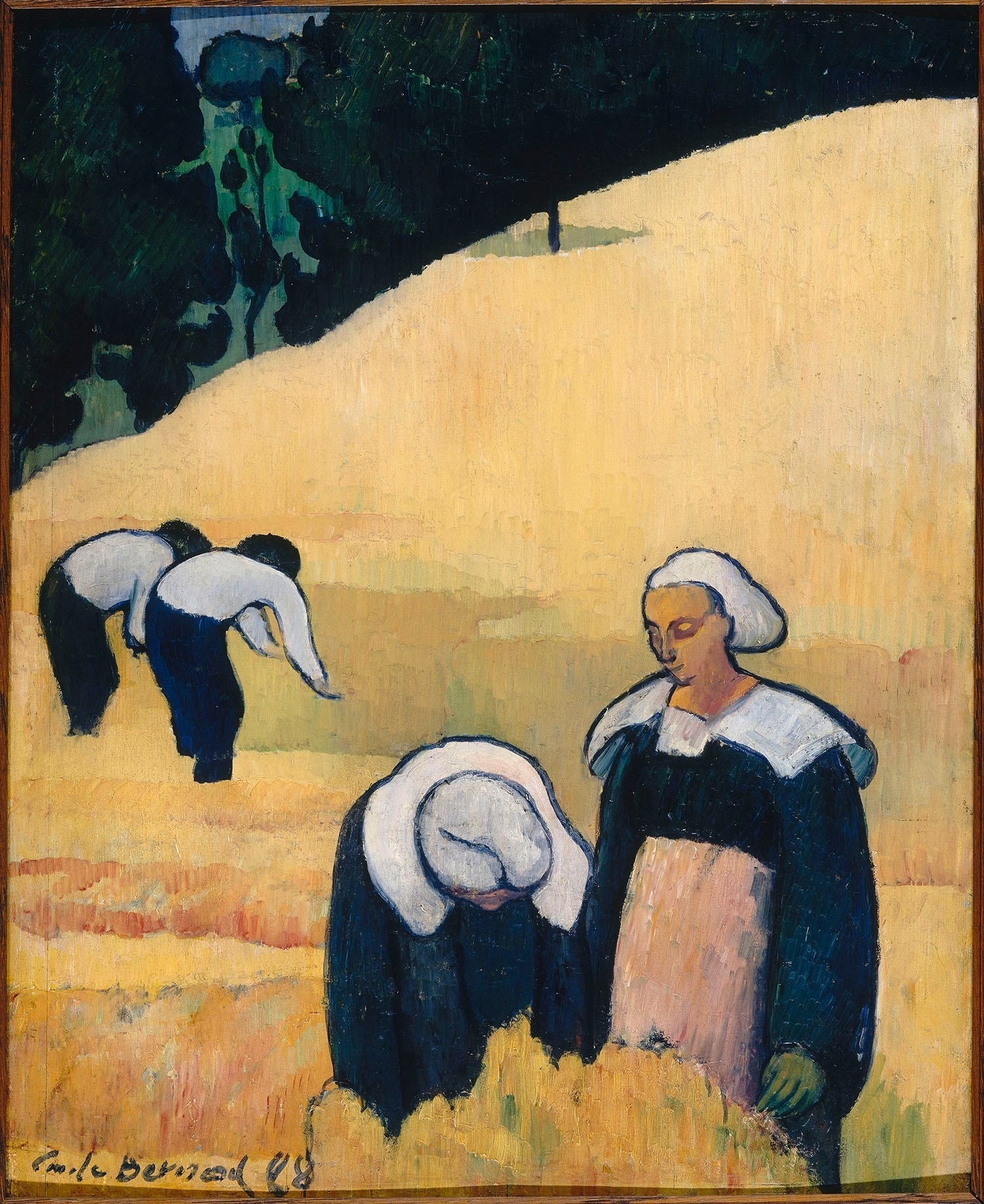 La Moisson d?un champ de blé [Colheita em campo de trigo], 1888, de Émile Bernard (1868-1941), estará na exposição "O Triunfo da cor. O pós-impressionismo: obras-primas do Musée d'Orsay e do Musée de l'Orangerie", no CCBB - RMN-Grand Palais (musée d'Orsay) / Jean-Gilles Berizzi